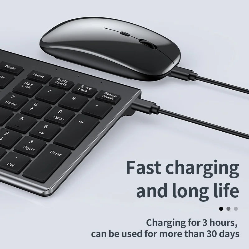 Bluetooth Wireless Keyboard and Mouse Three-mode Full-size Bluetooth Keyboard Mouse Set Multi-Device Rechargeable Keyboard Set