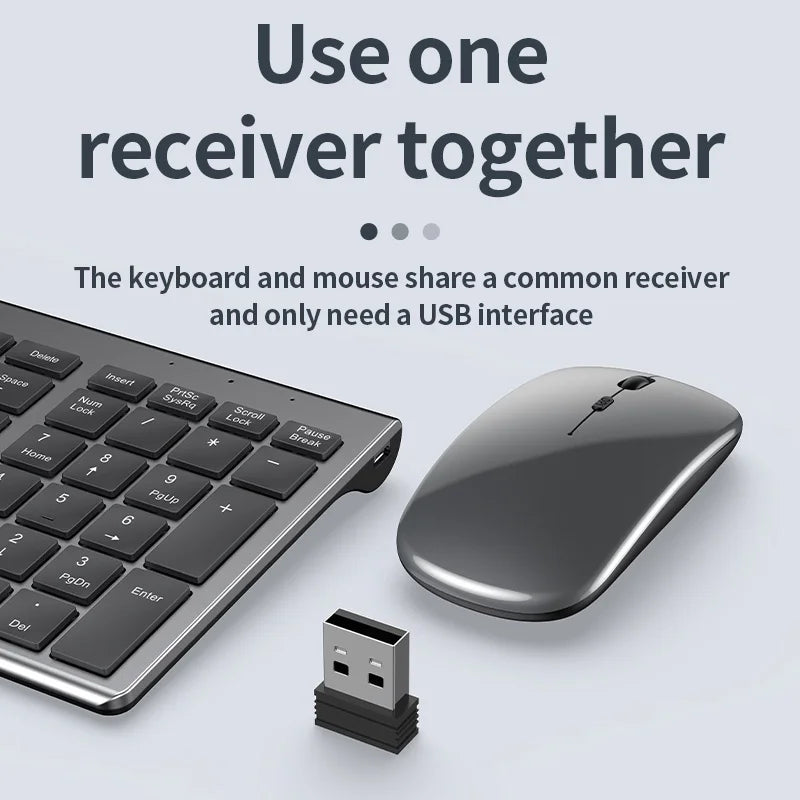 Bluetooth Wireless Keyboard and Mouse Three-mode Full-size Bluetooth Keyboard Mouse Set Multi-Device Rechargeable Keyboard Set